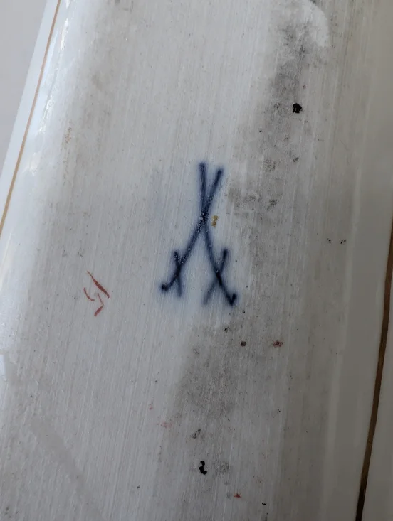 Rare Antique MEISSEN Marcolini Period Porcelain Pen Tray - Hand Painted Violets - Picture 7 of 7